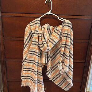 Anthropologie Marle Plaid Scarf in Orange and Blue - A classic. New with tags